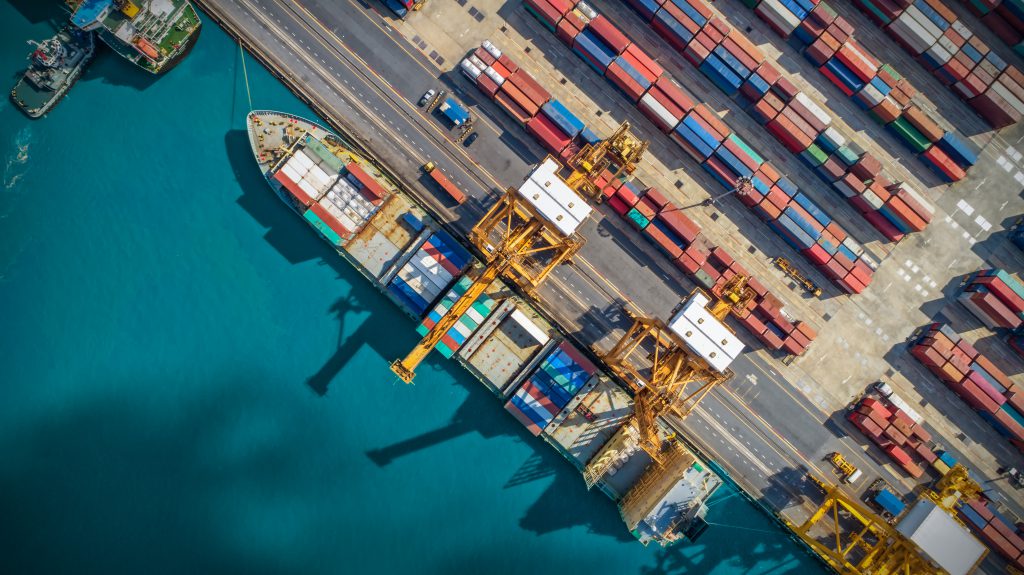 Ship waiting to be loaded for freight